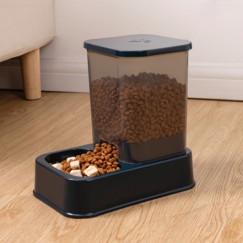 Convenient 2-in-1 Pet Feeder & Water Dispenser for Cats and Dogs - No Batteries Needed, Durable Plastic, Fresh Water Fountain and Food Storage Bowl, Perfect for Indoor Use