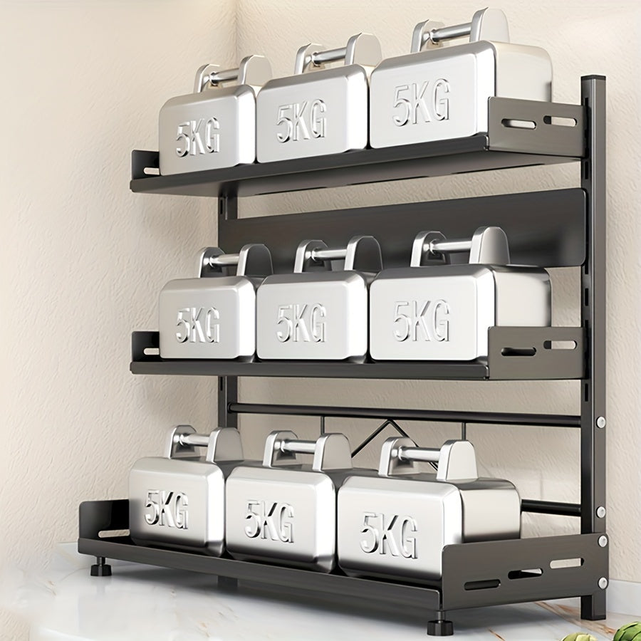 Adjustable Kitchen Storage Rack - Wall Mount with No-Drill Installation, Organize Seasonings and Utensils with Multi-Tier Modern Metal Design, Perfect for Spice Storage and Knife Placement.