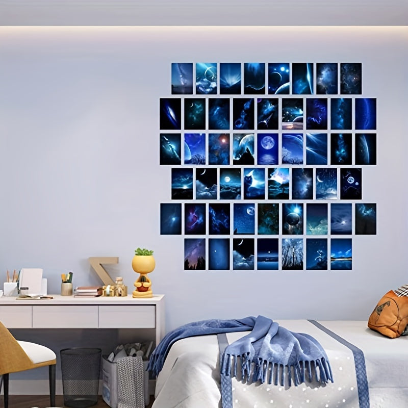 Revamp your space with the 50-piece Galaxy Starry Sky Wall Art Kit and bring the breathtaking beauty of the outer universe into your room with stunning night poster pictures!