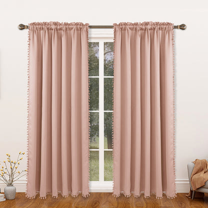 1 thermal insulated blackout curtain panel suitable for study, living room, and kitchen. This decorative curtain features a rod/pole pocket design for added privacy and energy efficiency.