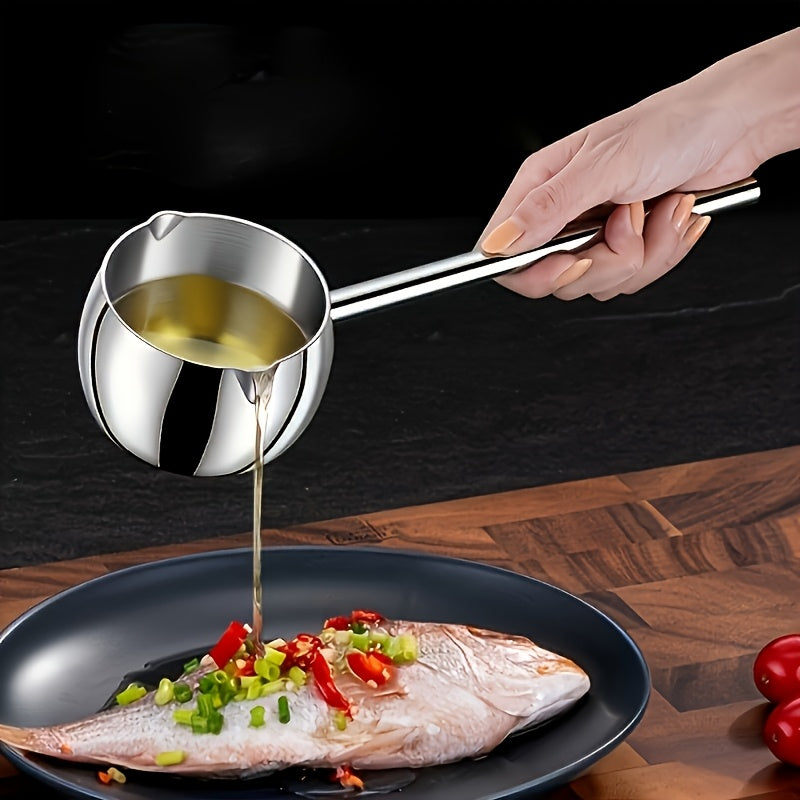 Essential Kitchen Tool: Durable Stainless Steel Mini Pot with Long Handle, Holds 300ml - Ideal for Melting Chocolate, Marshmallows, and Soap. Perfect for Indoor or Outdoor Cooking.