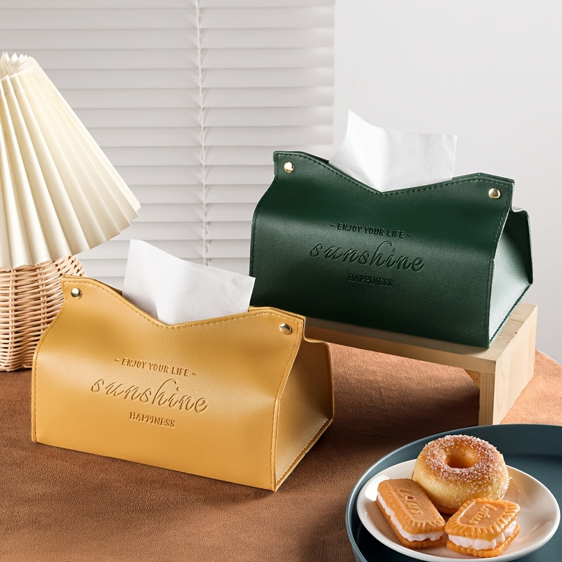 1 piece of leather tissue box for car and home decoration, large storage box for napkins, suitable for living room, bedroom, kitchen, and desktop. Makes a perfect Christmas or Halloween gift.