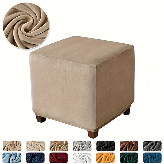 Square footrest cover in silver fox velvet, 1 piece.