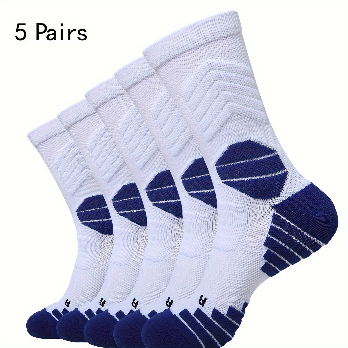 5 pairs of Wubenzhi men's basketball socks with cushioning performance