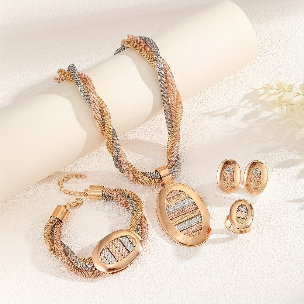 October Birthstone Jewelry Set, Vintage Boho Style in Synthetic Material with 14K Gold Plated Zinc Alloy – Featuring a Sports Theme, Complete 5-Piece Set including Earrings, Necklace, Bracelet, and Rings for Everyday Wear and Special Occasions – Perfect