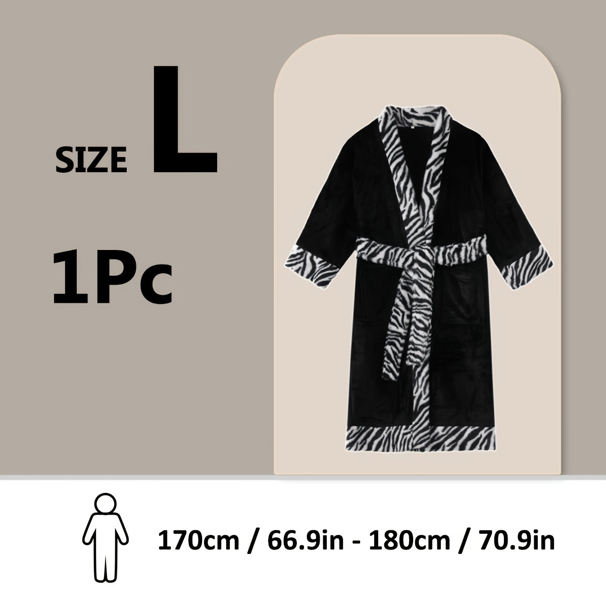 Soft unisex bathrobe with animal print trim, polyester & polyamide blend, machine washable, character themed.