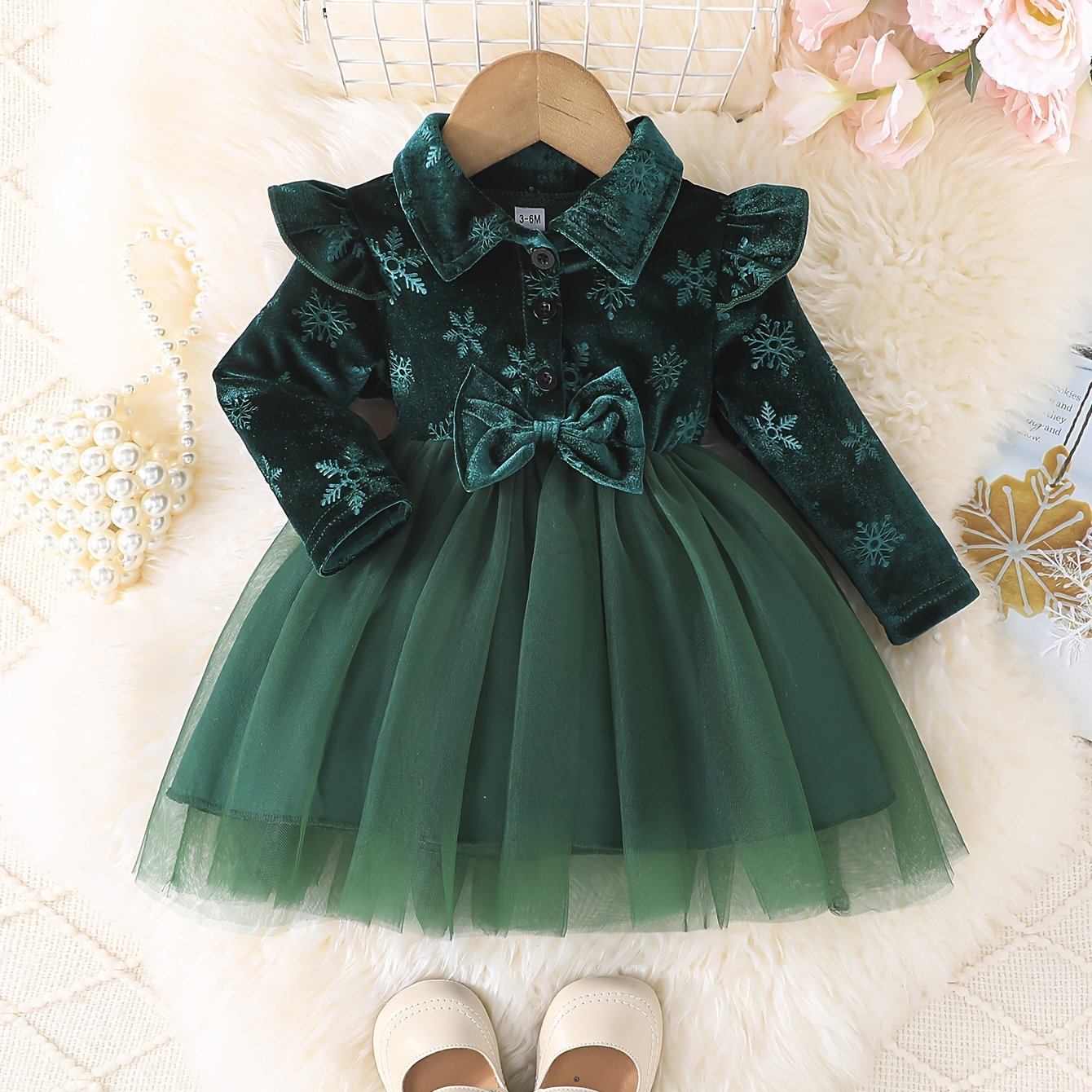 Floral print tutu dress for toddler girls, ideal for spring & fall, machine washable