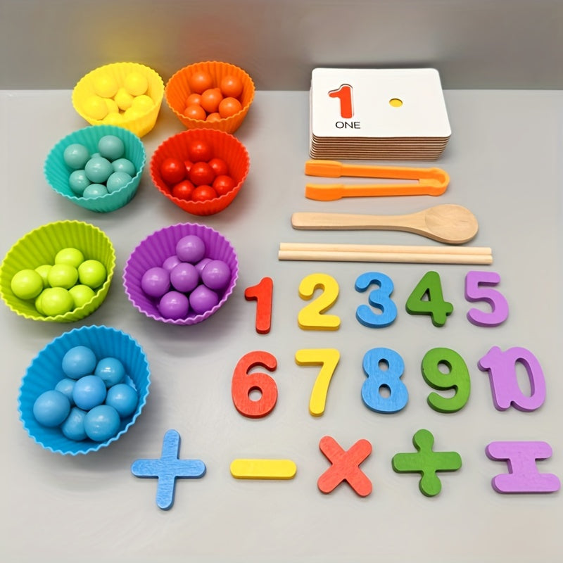 Digital operation bead game for training color recognition with silicone soft bowl bead.