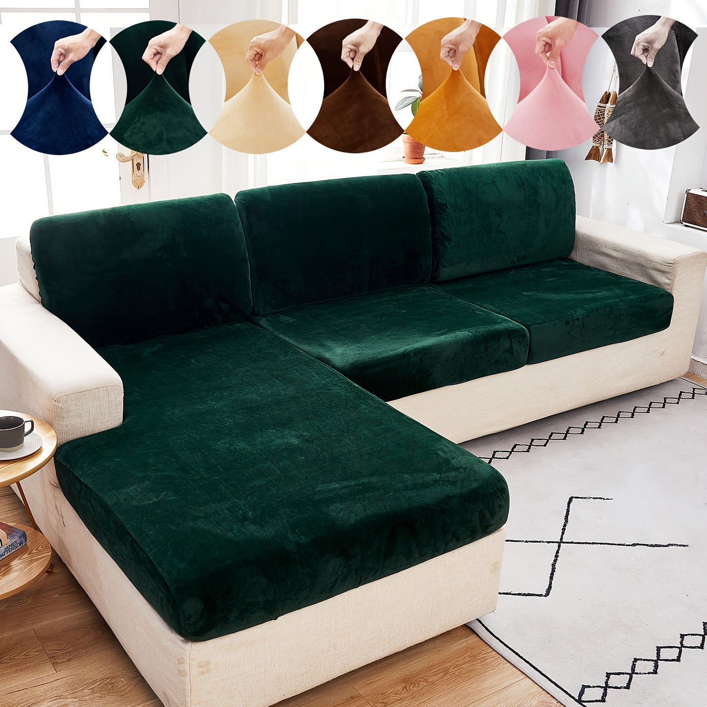 Velvet sofa slipcover/pillowcase for pets, dust-proof and fuzzy couch cover for home decor.