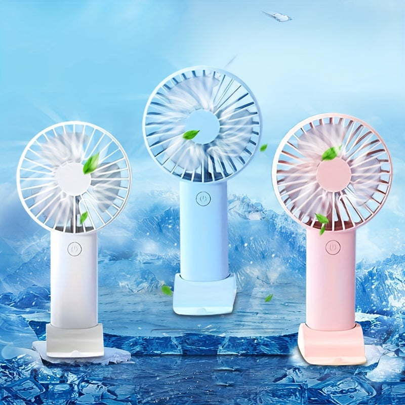 Portable Mini USB Charging Handheld Fan with Mobile Phone Holder - Compact and Simple Outdoor Desktop Small Fan