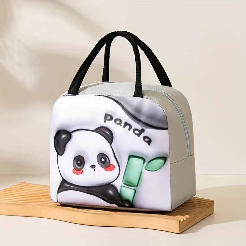 Cartoon Animal Print Lunch Bag - Keep Your Food Fresh and Insulated! Perfect for Students and Office Workers. Made from Waterproof Polyester with Foil Lining, Easily Hand Washable.