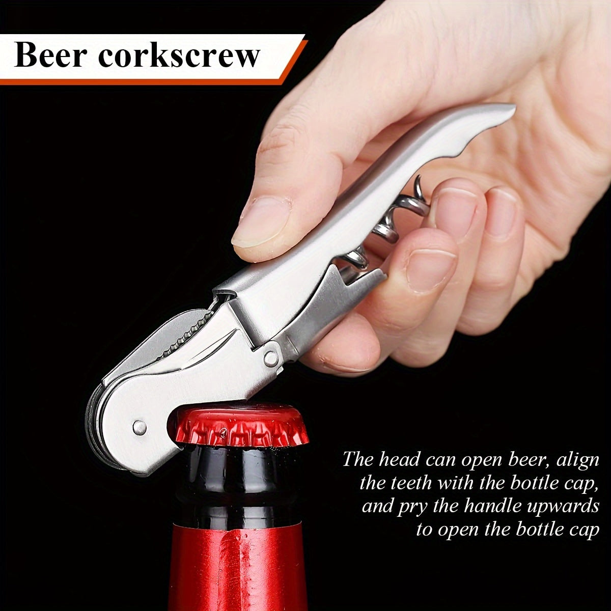 Stainless Steel Corkscrew with Foil Cutter - Classic Wine Opener with Double Hinges for Bars, Restaurants, and Home Use. Available in Silver, Golden, Rose Golden.