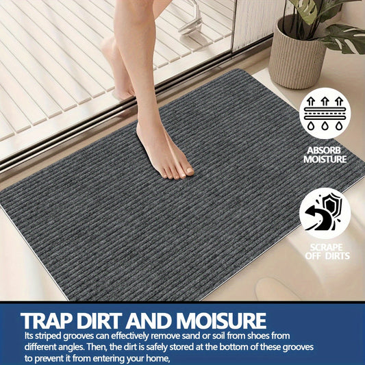 Stain-Resistant Door Mat 1-Pack - Multi-Purpose Indoor/Outdoor Entry Rug with Non-Slip, Waterproof Properties, Easy to Clean, Long-lasting, Dust-Resistant for Entrance, Porch, Room, Garden - Polyester Rectangle Mat, Machine Washable, Ideal for All