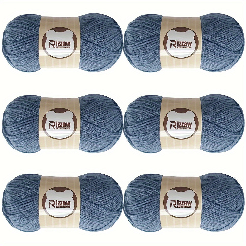 6 pieces of 50g soft yarn for beginners, suitable for crocheting clothes, blankets, DIY knitting, and handbags.