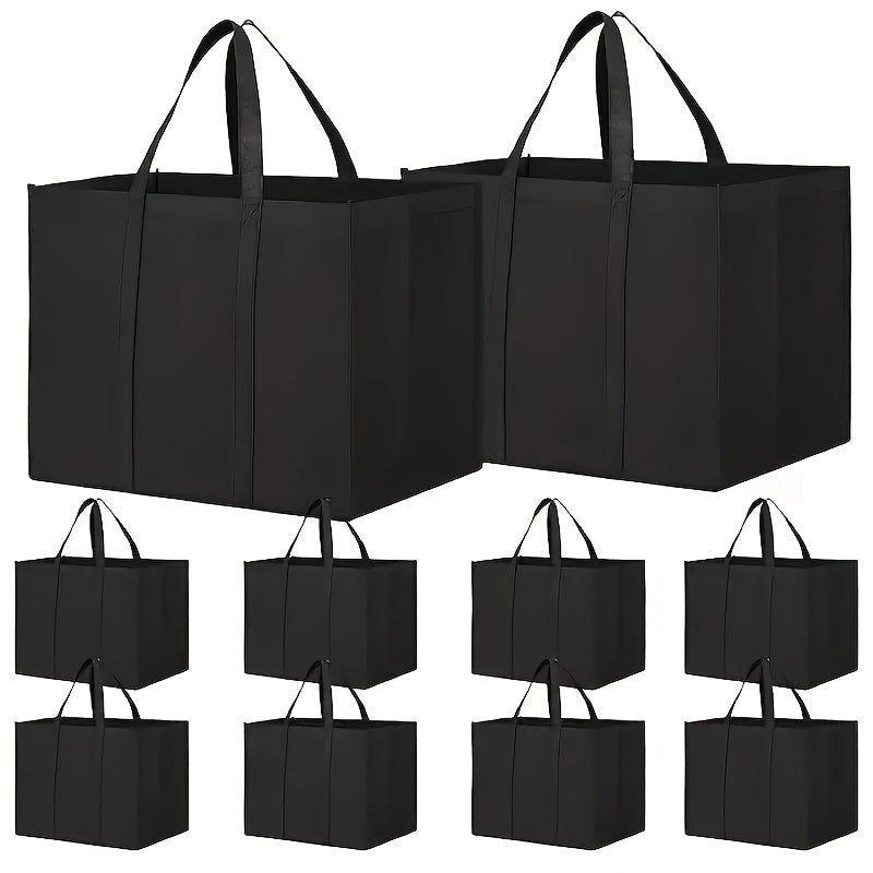 Durable Eco-Friendly Reusable Shopping Bag - Square Tote made of Leak-Proof Polypropylene with Sling, Stands Upright, Folds Easily, Machine Washable, Ideal for Grocery Shopping & Produce, Features Long Handles and Holds Over 45 Pounds.