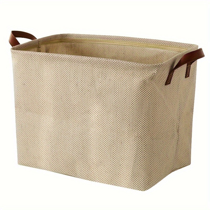 Jute Cloth Storage Bin with Handle - Spacious Wardrobe Organizer for Books, Snacks, Toys, Christmas and Halloween Gifts