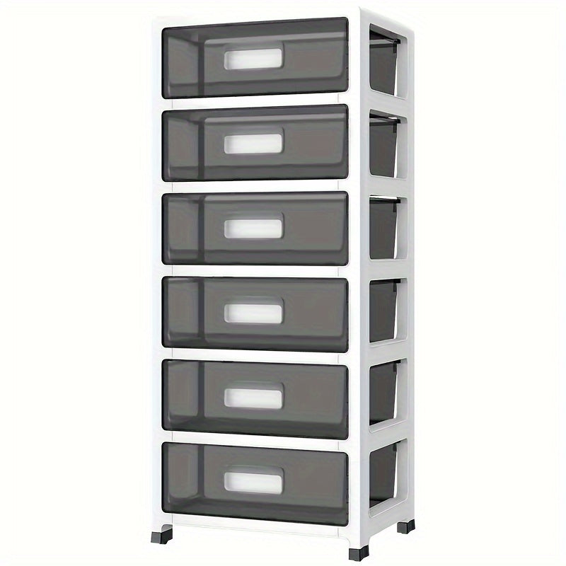 Assembly Required Transparent Plastic Storage Cabinet with Casters for Office File and Supplies Organization Under-Desk.