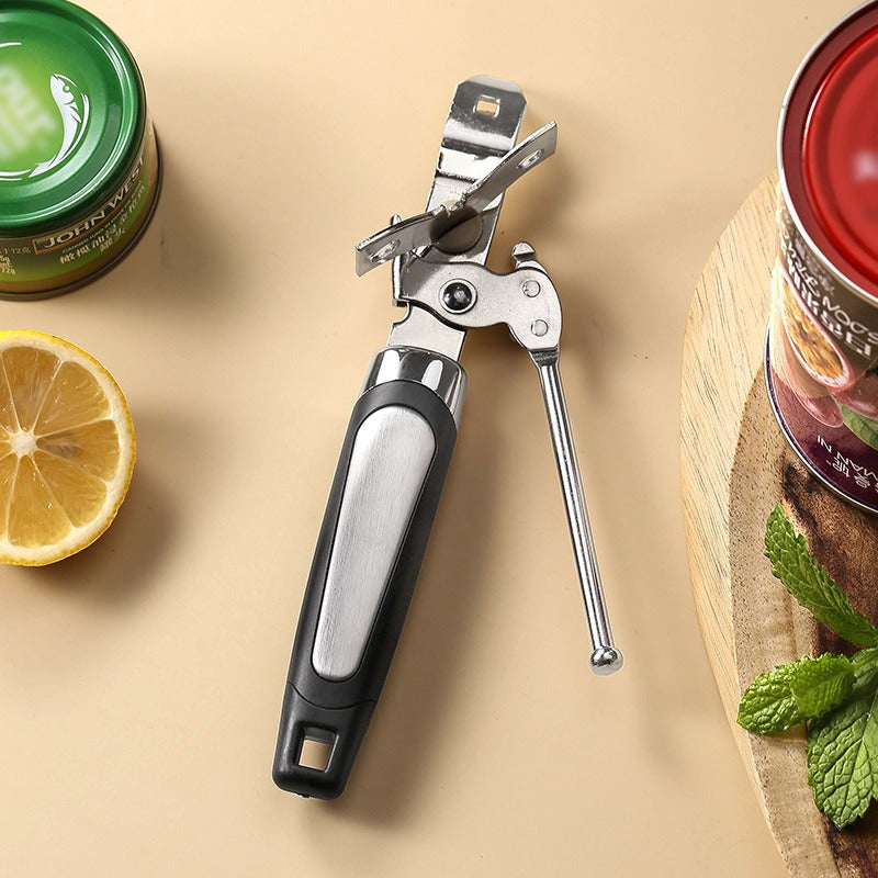 Durable Household Essential: Stainless Steel Manual Can Opener with 2-in-1 Multifunctional Kitchen Tool for Effortless Jar and Tin Opening, Featuring an Ergonomic Handle