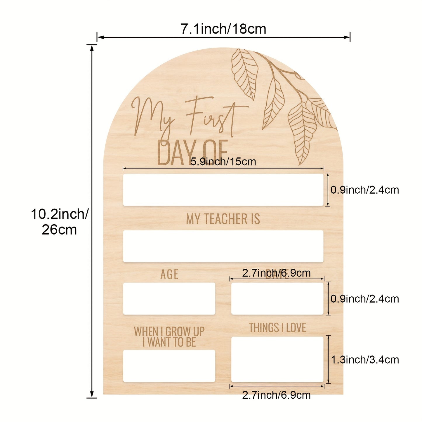 Wooden milestone board for first day of school memories, no electricity required, school-themed display for boys and girls.