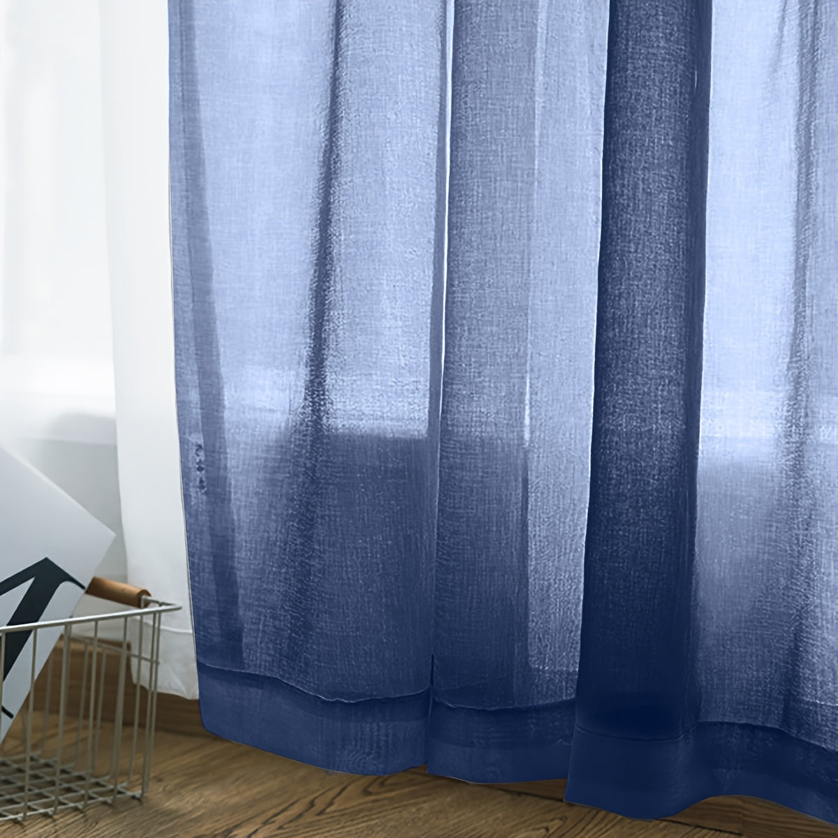 One pack of contemporary semi-sheer polyester curtains with rod pocket window panels. These machine washable cordless Trilon fabric curtains are perfect for adding a romantic touch to your living room or bedroom decor. The knit weave design adds a