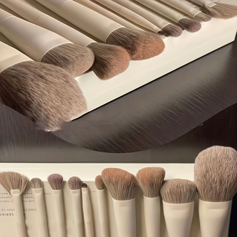 10pcs soft fluffy makeup brush set perfect for makeup beginners and students. Ideal for applying foundation, eye shadow, concealer, and blush. Made of skin-friendly materials.