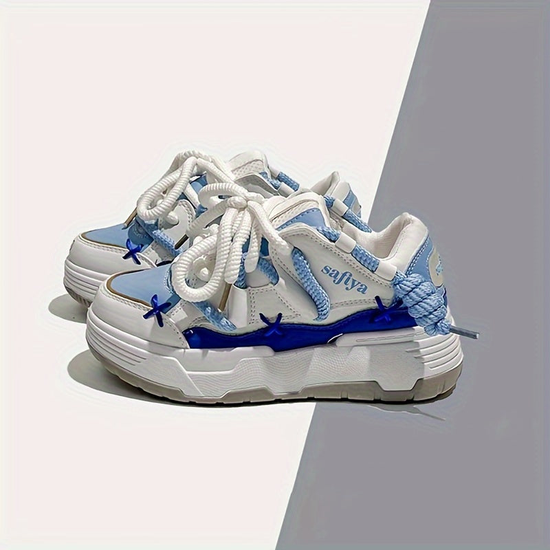 Lace-up women's fashion sneakers with breathable fabric and rubber sole, suitable for all seasons