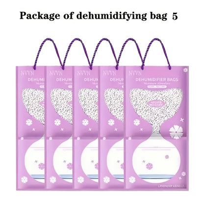 5-10 Lavender-scented dehumidifier bags ideal for wardrobe, hanging in wardrobe, home, bathroom. Perfect for Valentine's Day or Mother's Day gift.