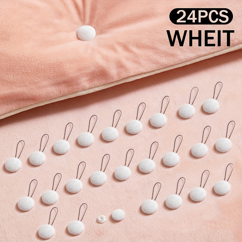 Mixed Color Pack of 6, 12, or 24 Invisible Bed Clips with Auxiliary Tool. These reusable bedding fasteners are designed to keep your bed covers in place and prevent slipping. Easy spot-clean care makes maintenance a breeze.