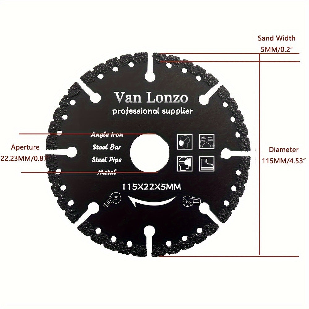 1pc Metal Cutting Diamond Saw Slice, 115*22*5/125*22*5 for Steel, Stone, Marble, Aluminum, Concrete with Multifunctional Use for Iron, Steel Bar, Sheet Metal.