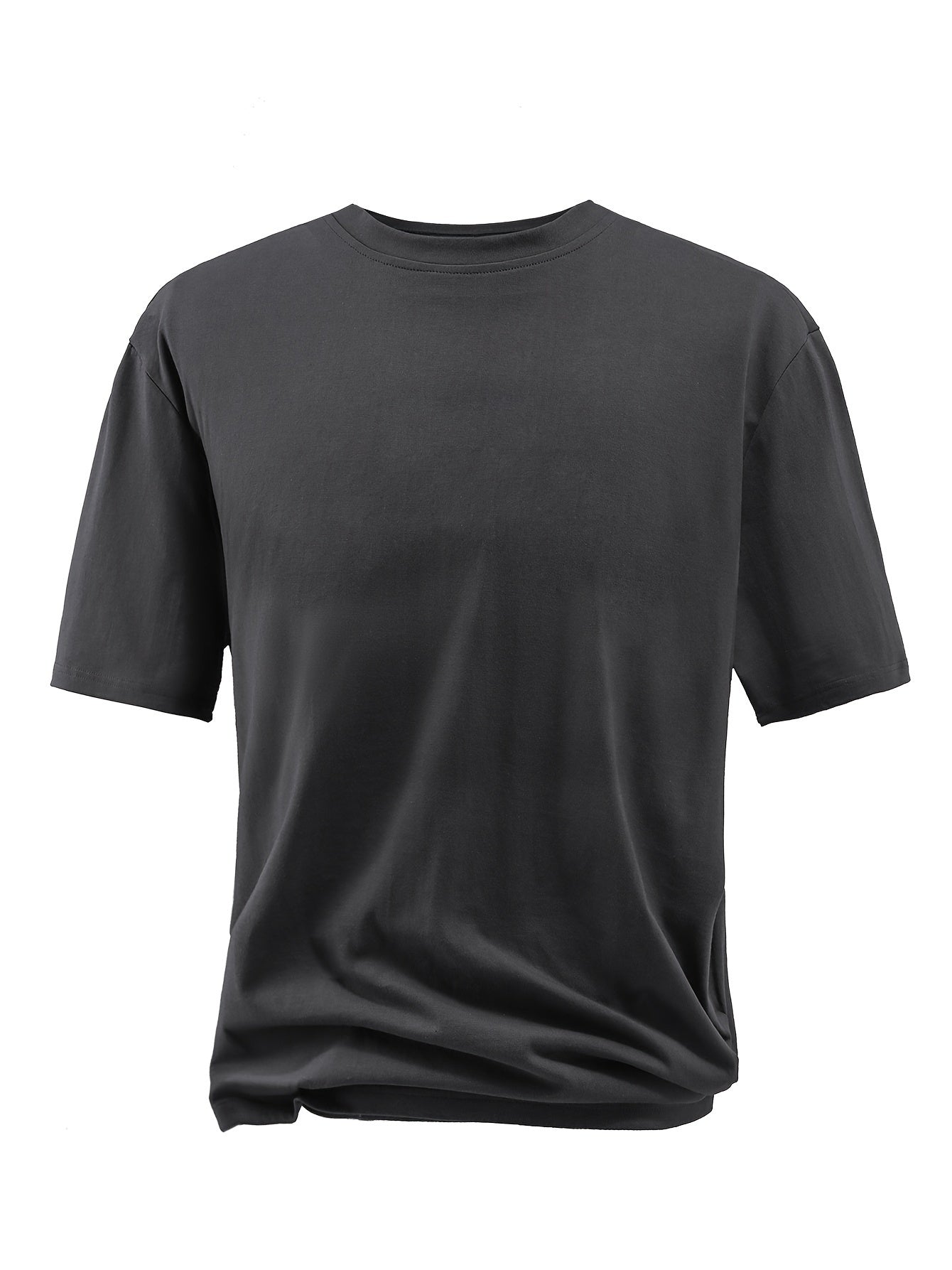 Summer Solid T-shirt for Plus Size Men, Great for Outdoor Sports