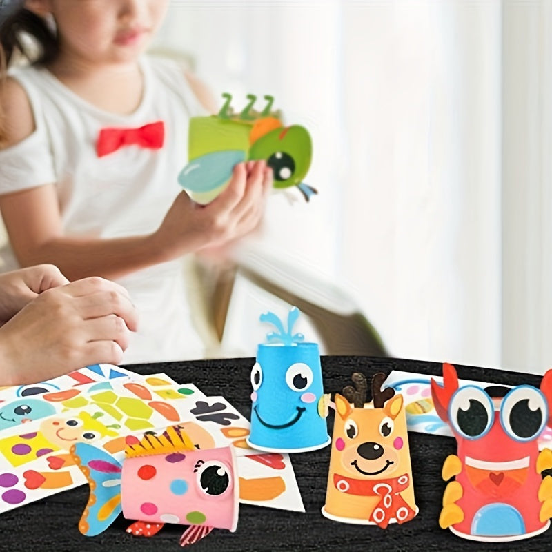 Educational art and craft set with stickers for ages 3-6, enhances fine motor skills, perfect gift for boys and girls.