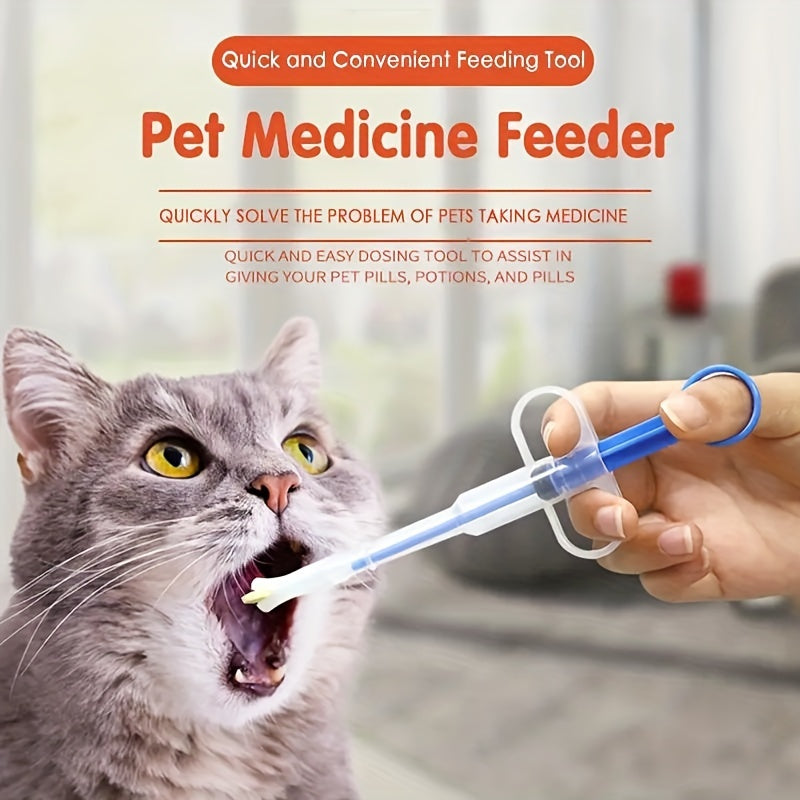 1pc Pet Medicine Feeder for cats, with soft tip and dual purpose design, also functions as a pill shooter. [Feeder For Animals Only]