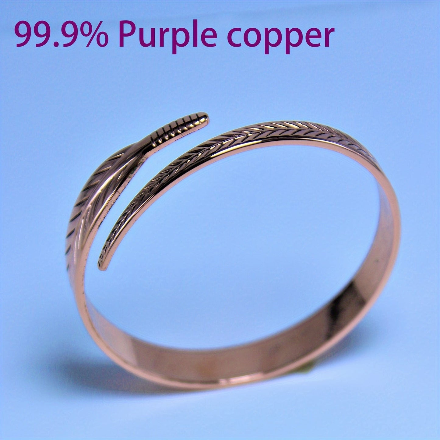 Stylish Copper Bangle adorned with Delicate Feathers, Ideal for Daily Wear and Gift-giving, Versatile for any Occasion