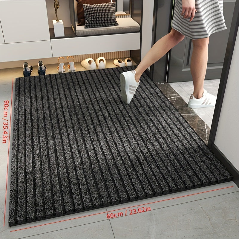 This durable and dust-resistant floor mat features a striped design, making it a stylish addition to any outdoor entrance or front porch. The waterproof and non-slip material ensures safety, while the mat's durability and easy-to-clean qualities make it