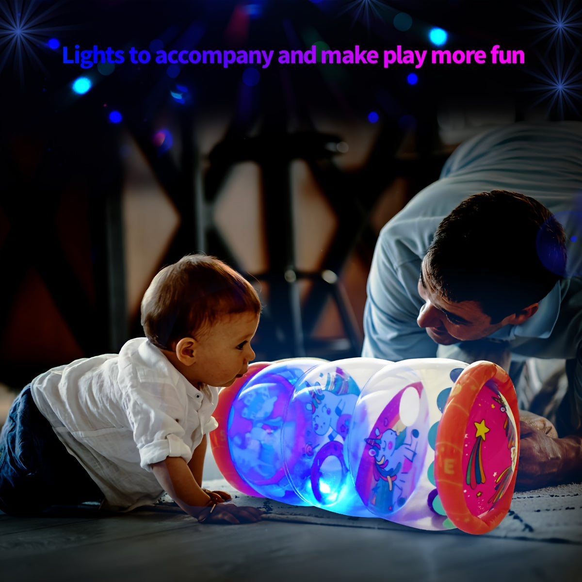 Multicolor PVC Glow Crawling Toy for Kids with Interactive Features, Rattle, and Ball - Promotes Early Development and Fine Motor Skills