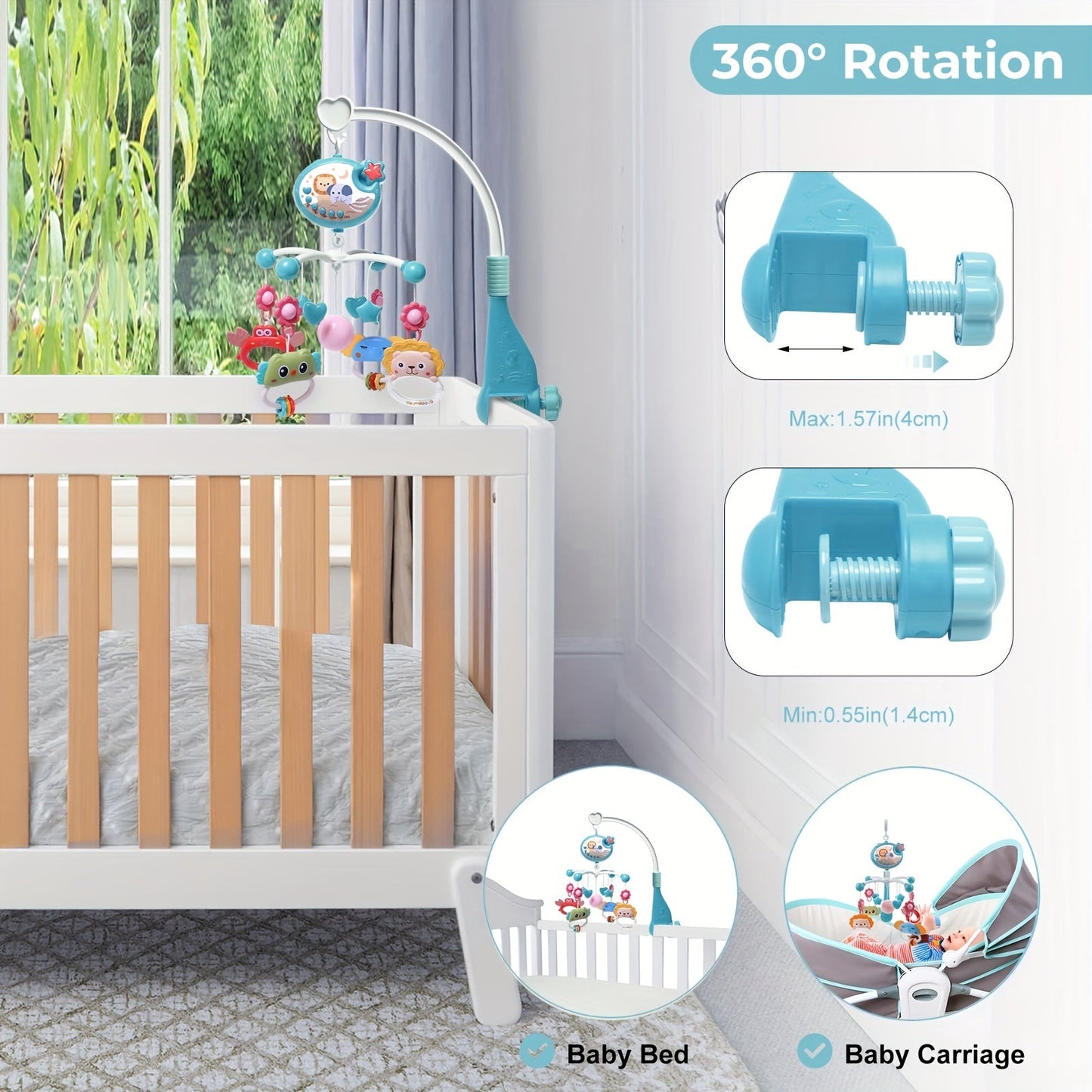 Engaging Kids' Crib Toy with Music, Night Light & Remote - Red/Blue Choices - Ideal Present for Kids of All Ages