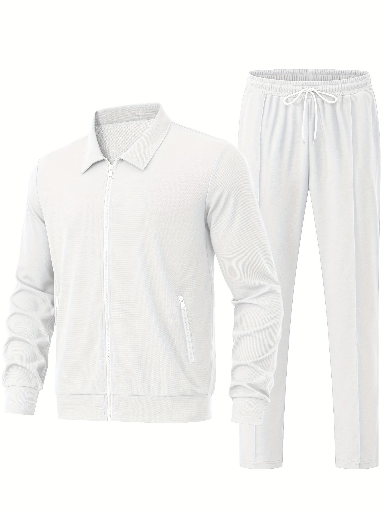 Men's 2-piece athletic outfit for outdoor sports, featuring a zip-up jacket and pants.