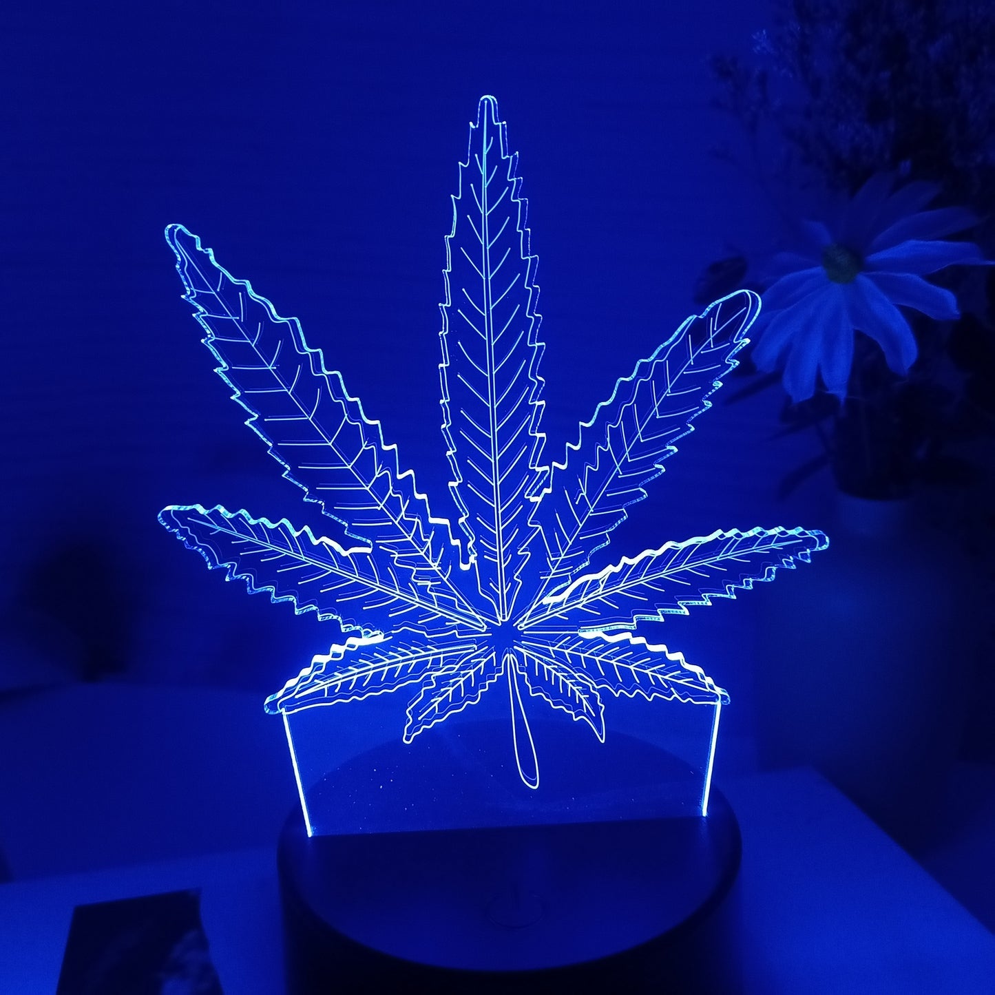 Maple Leaf 3D Visual Night Light with USB power, touch control, dimmable desk lamp and glass shade for elegant home decor.