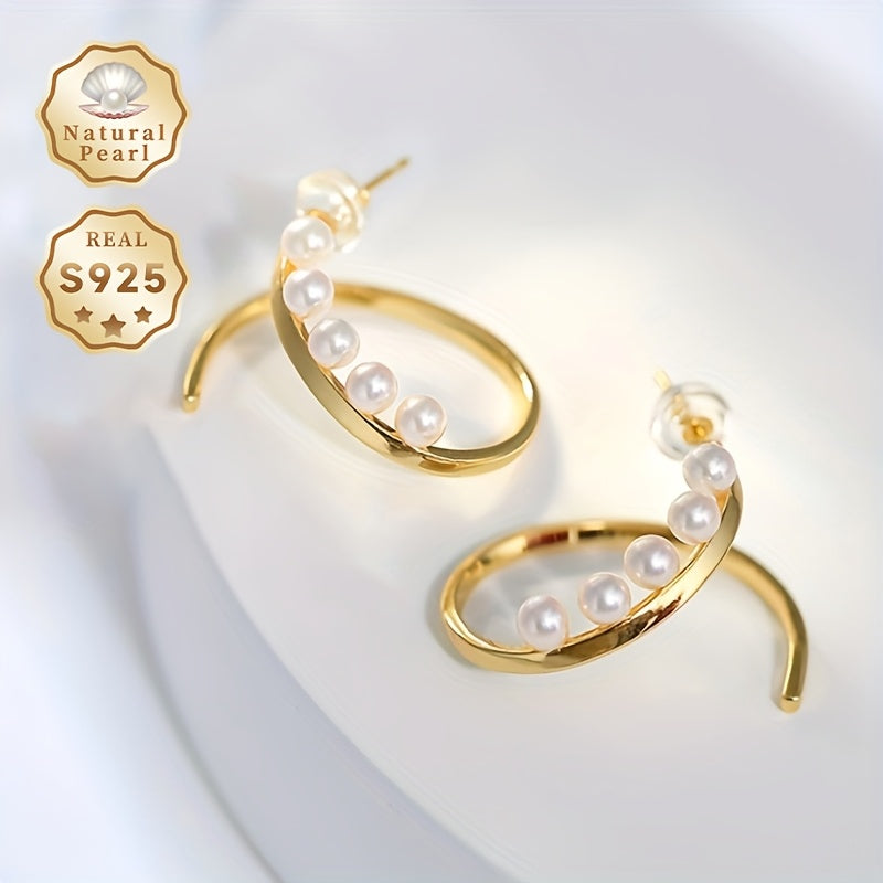 Elegant MUFAN Vintage Natural Saltwater Pearl Stud Earrings - June Birthstone, 925 Sterling Silver Ear Needle, No Plating, Gift-Ready Packaging, 3.5-4mm Round Akoya Pearls Perfect for Daily Wear and Gifting.