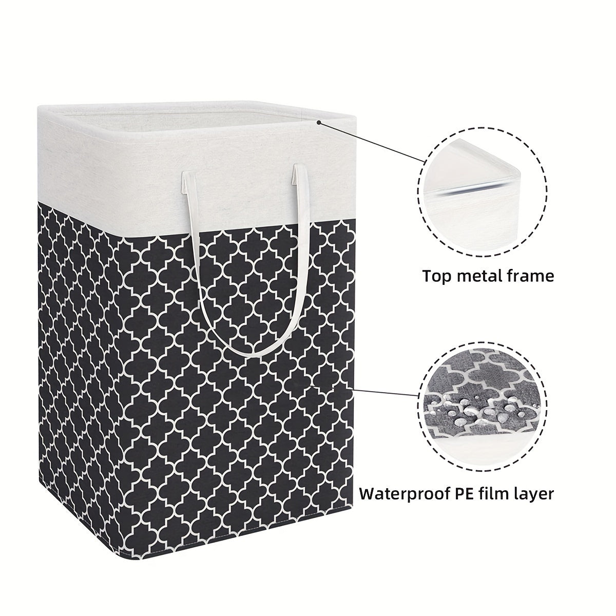 Large laundry baskets, available in singles or sets of two, are waterproof and designed for independent use. The high-tube baskets are foldable and have extended handles, making them suitable for dormitories and families. Available in gradient gray, each