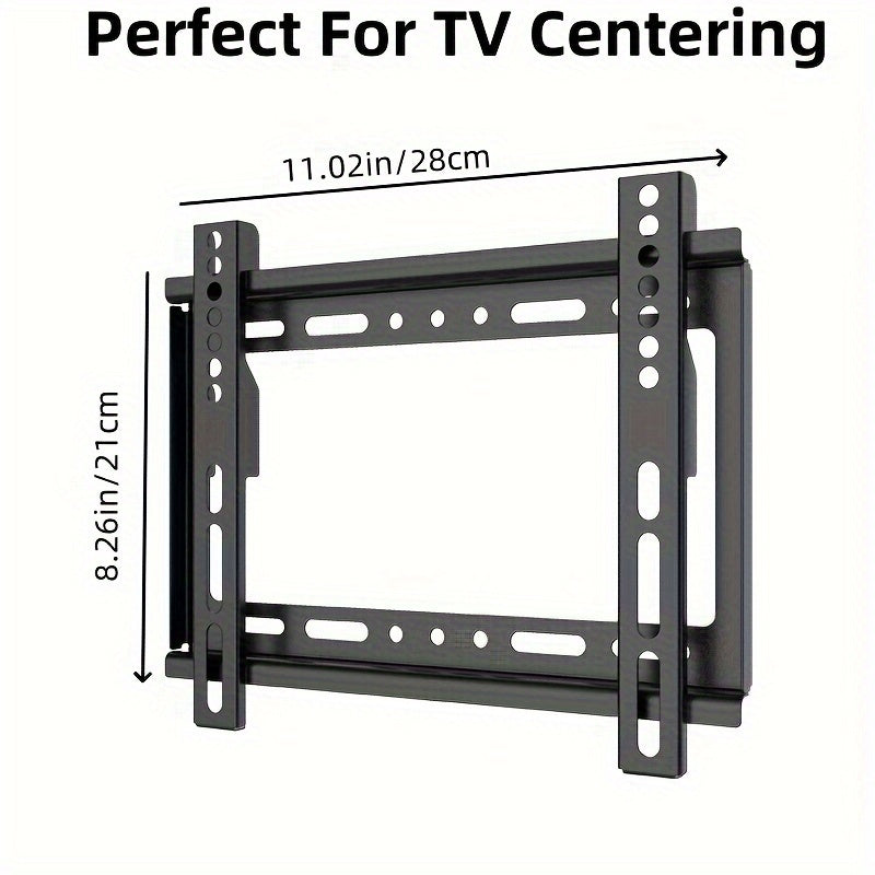 14-43 dyuym LED, LCD, Plazma televizorlar va tekis ekran monitorlari uchun qora universal devor montaji - past profilga ega, yog'och ustunlarga mos keladi, VESA 75x75mm, 100x100mm, 200x200mm - elektr energiyasiga ehtiyoj yo'q