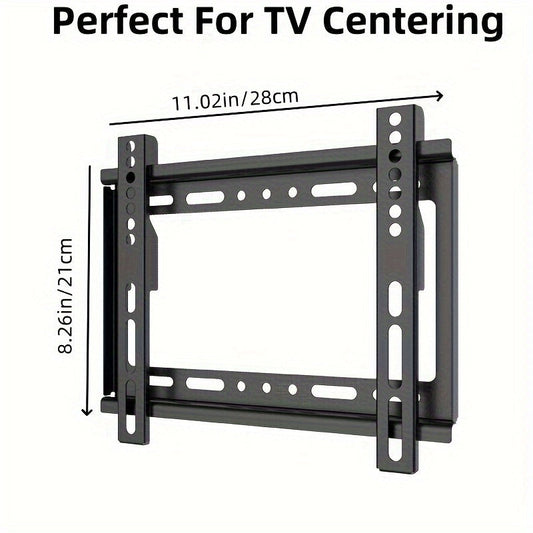 Black Universal TV Wall Mount Bracket for 14-43 Inch LED, LCD, Plasma TVs and Flat Screen Monitors - Low Profile Fixed Design, Fits Wood Studs, VESA 75x75mm, 100x100mm, 200x200mm - No Need for Electricity