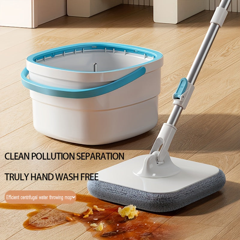 This versatile 360° Rotating Square Mop and Bucket Set includes 2 extra replacement heads for hands-free cleaning. Suitable for both wet and dry use on hardwood, tile, and marble floors, it is perfect for keeping your home, kitchen, and bathroom