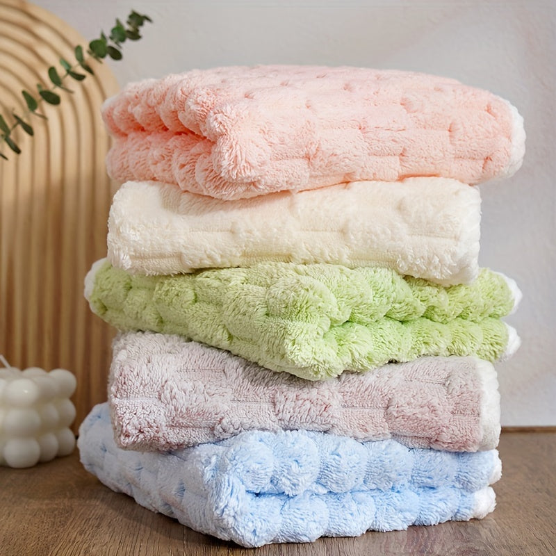 1pc Ultra-Soft Microfiber Towel - Quick-Dry, Super Absorbent Waffle Weave, Ideal for Home, Spa, Gym & Travel, Pastel Colors with Cloud Pattern, Plush & Knitted Texture