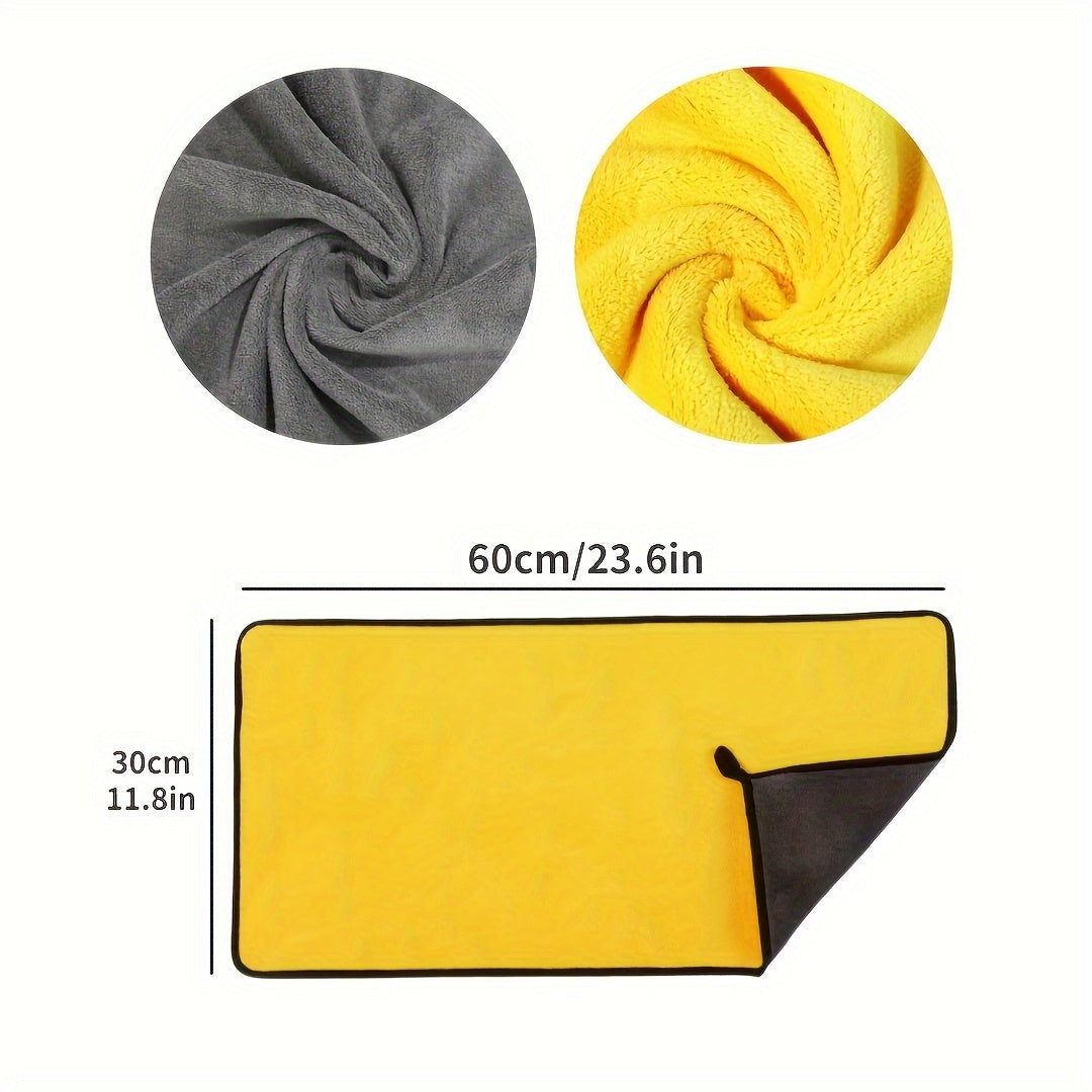 1pc Super Absorbent Microfiber Car Wash Towel for soft and thick car care, cleaning, and maintenance of vehicle exterior, made of polyester.