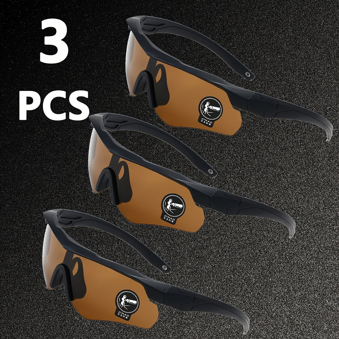 UV400 Cycling Glasses, 3-Pack, PC Lens & Frame, Sports Running Eyewear, Outdoor Performance Goggles.