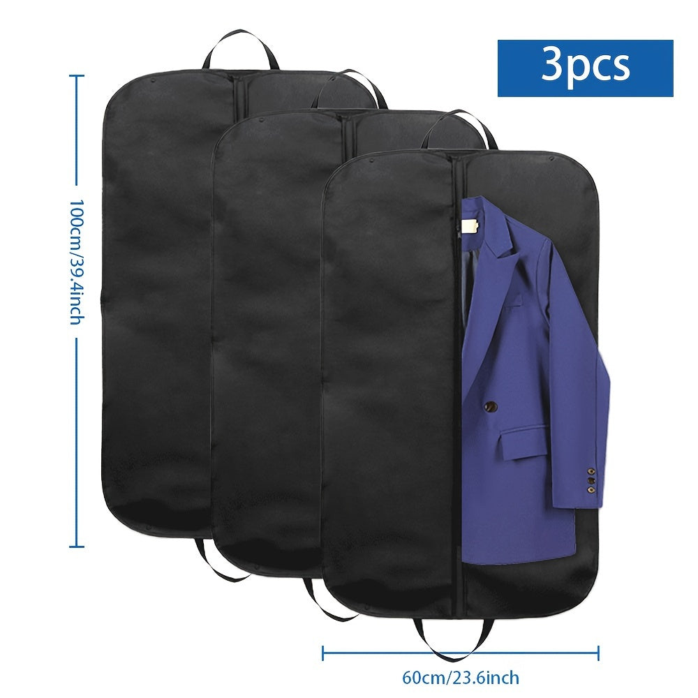 Foldable Black Suit Cover Clothes Bag with Handle, Ideal for Garment Travel Storage in Bedroom, Closet, Wardrobe, Home, or Dorm Room