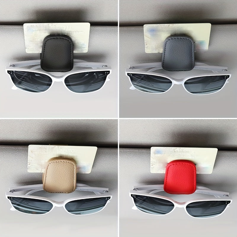 Sunglasses Holder for Car - Magnetic PU Faux Leather Clip for Visor, Glasses Hanger Accessory for Car Interior - Perfect Gift for Men and Women on Christmas or Birthdays