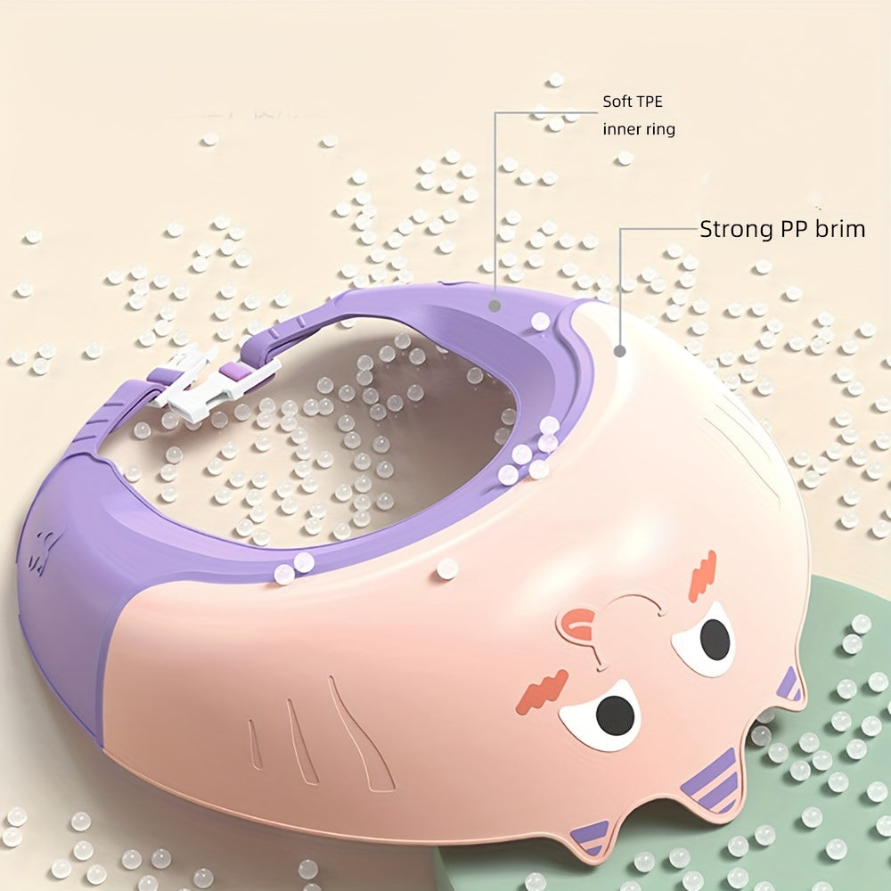 Шапочка для душа для детей - водонепроницаемая шапка для мытья головы с защитой для ушей и глаз, регулируемый размер для детей от 3 до 12 лет, милый дизайн животных, изготовлена из долговечного пластика, необходимая вещь для купания