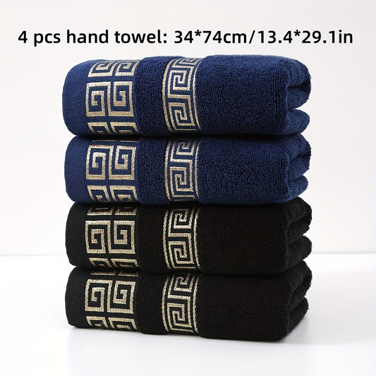 Luxurious 4-piece set of 100% cotton hand towels (34.04*73.91cm) with high absorbency and skin-friendly qualities. Essential for home and bathroom use, perfect as a Christmas decoration or gift.